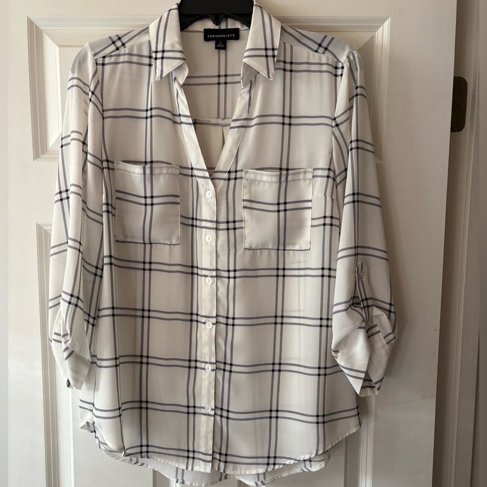 Ivory Plaid Button-Down Shirt